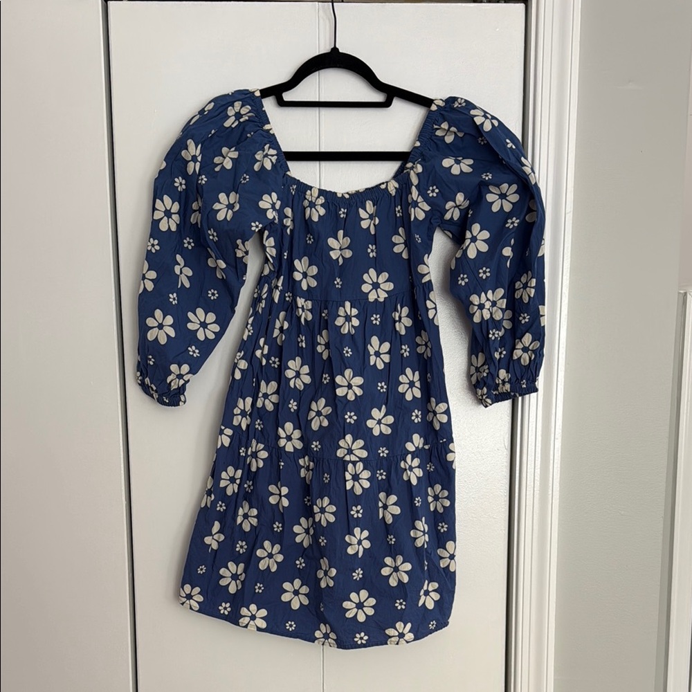 Floral Blue Dress with White Flowers